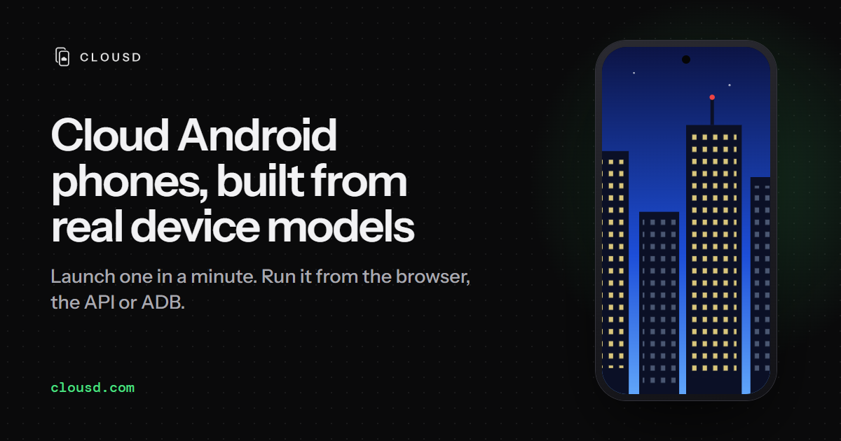 Android-Smartphones in der Cloud auf Basis echter Gerätemodelle. In einer Minute starten, per Browser, API oder ADB steuern.
